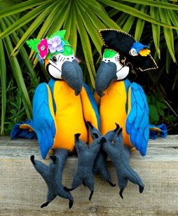 Pattern Parrot's Parrots, Lora and Loro the blue and gold macaws
